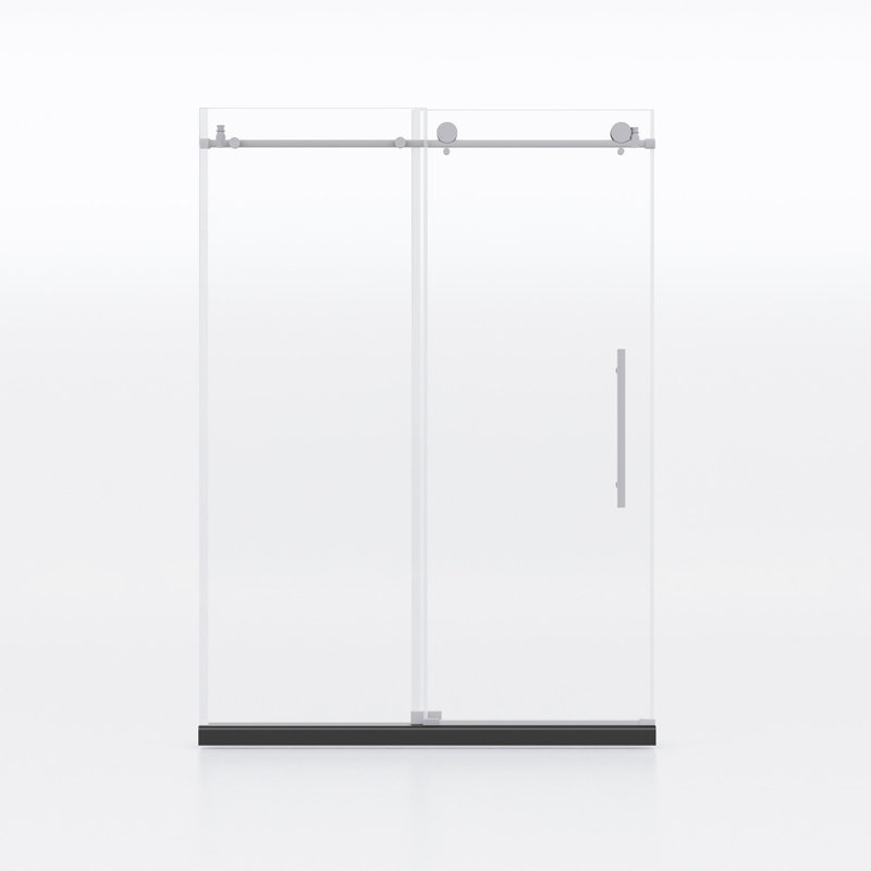 Porte de douche 60 po x 76 po, verre trempé 3/8 po, style nickel brossé, imperméable, installation sans souci, pratique