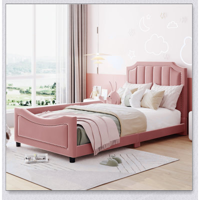 Lit de jour rembourré avec tête de lit classique à rayures, revêtement moelleux moelleux pour plus de confort et de style