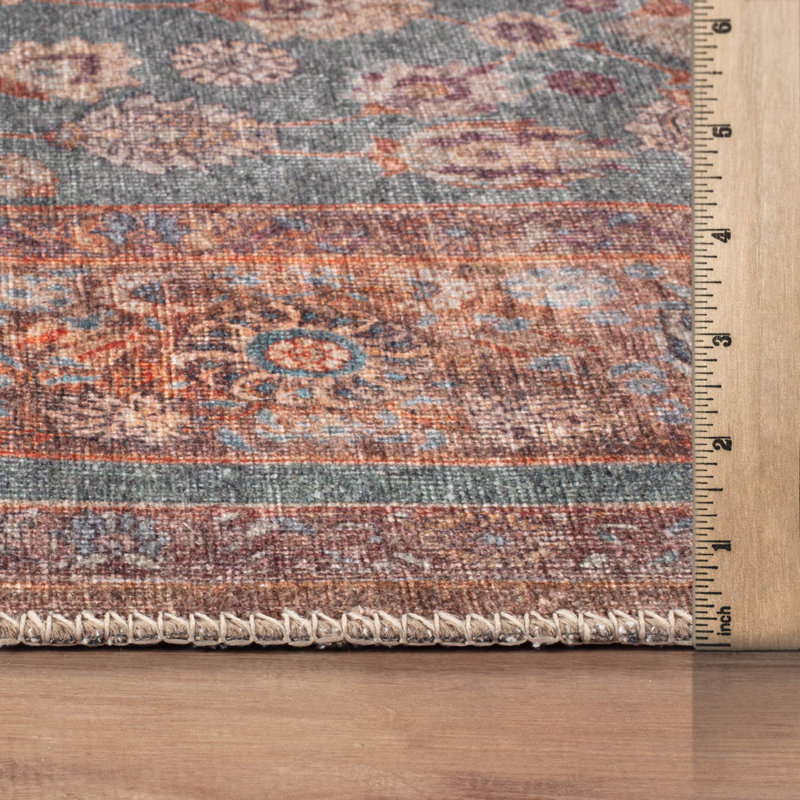 Marin Multi Bohemian Medallion Rug – Machine Washable, Flat Pile With Non-Slip Backing, Multi, Rectangle 5' x 7'