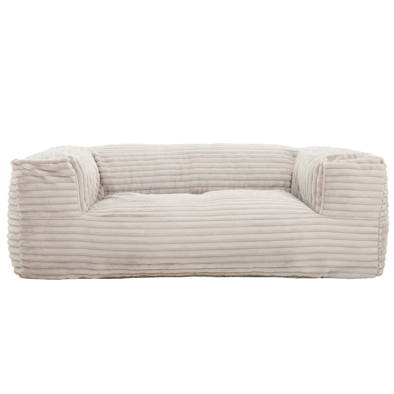 Beige Contemporary Memory Foam Bean Bag , 71 - Inch Depth, Soft Seating And Square Arms For Living Space