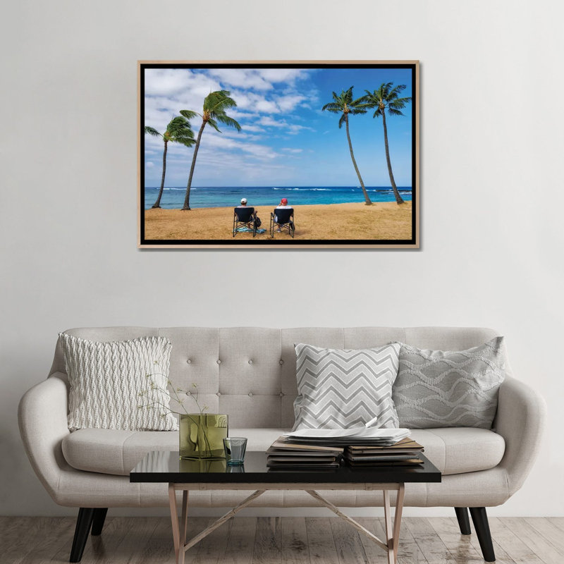 «Tropical Relaxing», reproduction d'art sur toile encadrée, 32 po x 48 po, Toile avec cadre, Beige