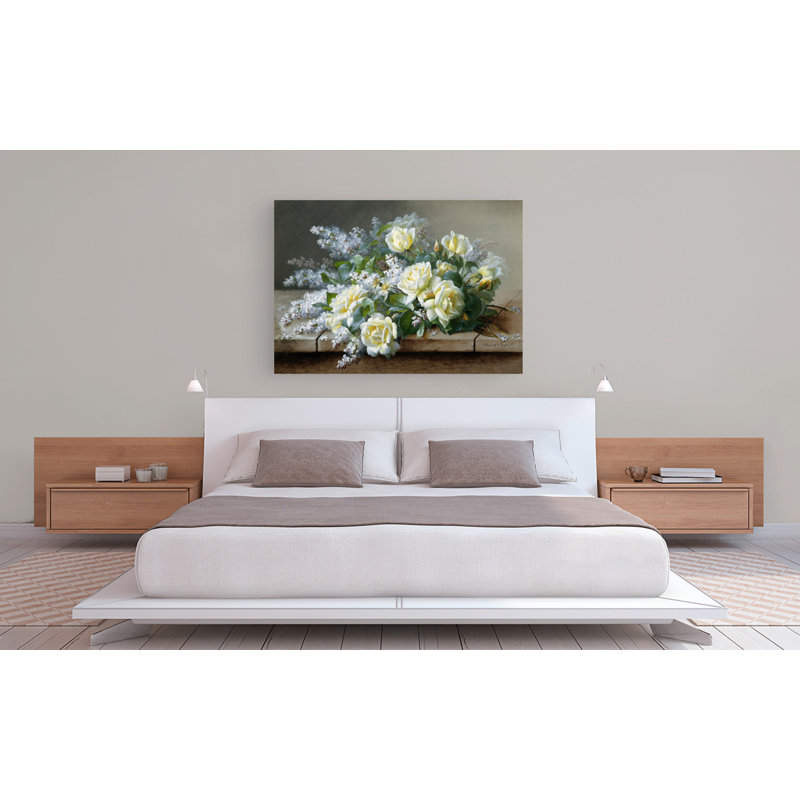 A Still Life With Roses by Raoul De Longpre - Wrapped Canvas Painting, 60cm H x 80cm W x 4cm D