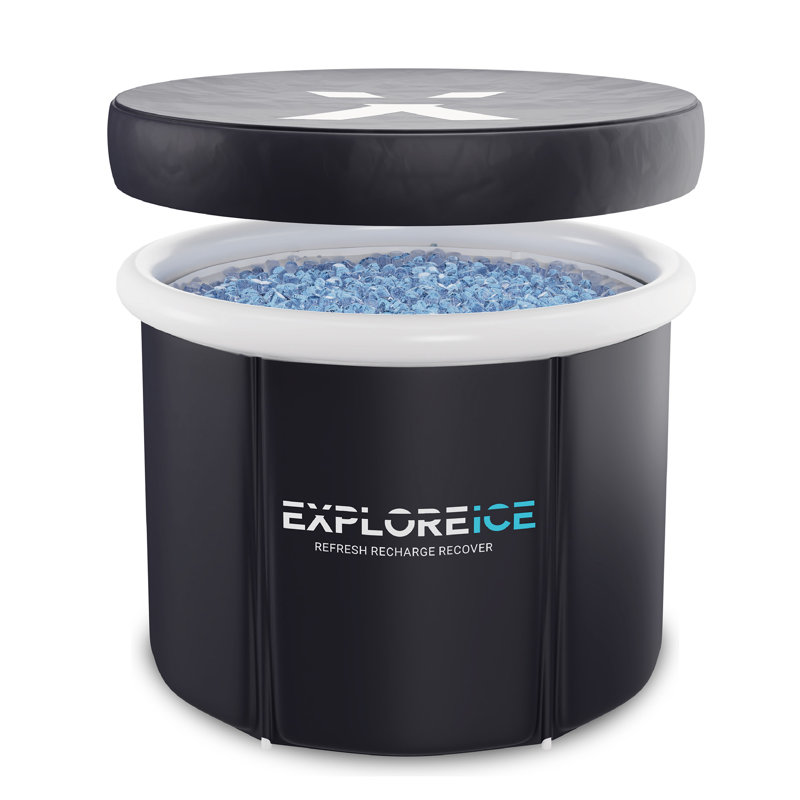 Explore Ice Bath Pro Max Extra Large Athlete Cold Plunge Bath Tub, Black/White, Black