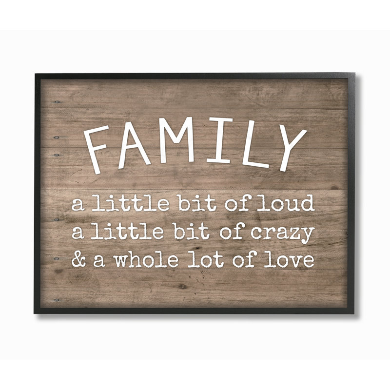 « family is bruyant fou love rustique », reproduction d’impression sur bois, H 16 po x l 20 po x P 1,5 po