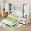 Lit escamotable double en bois avec 4 tiroirs et tablettes-543984688