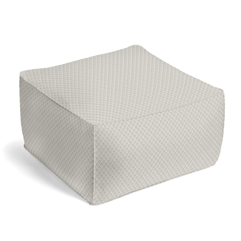 Upholstered Pouf, Chalk Sand Cotton Blend/Rayon/Viscose