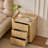  Avalie Fluted 3-Drawer Nightstand Set of 2, Bedside Table with Rounded Edges-903482256