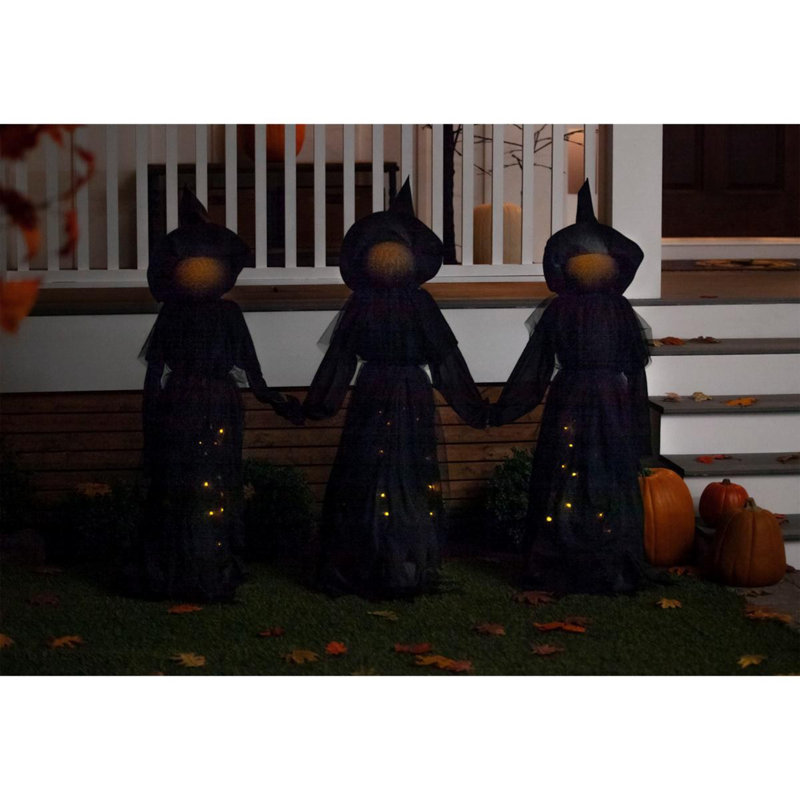 Piquet de jardin sorcière à DEL, Lighted Heads and Dresses