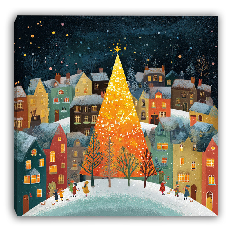 Art mural sur toile Cozy Quartier Golden Tree, H 12 po x l 12 po