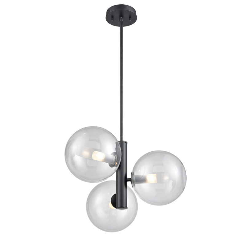Lustre unique/à niveaux à niveaux 3 lumières Sumner, Transparent, Graphite