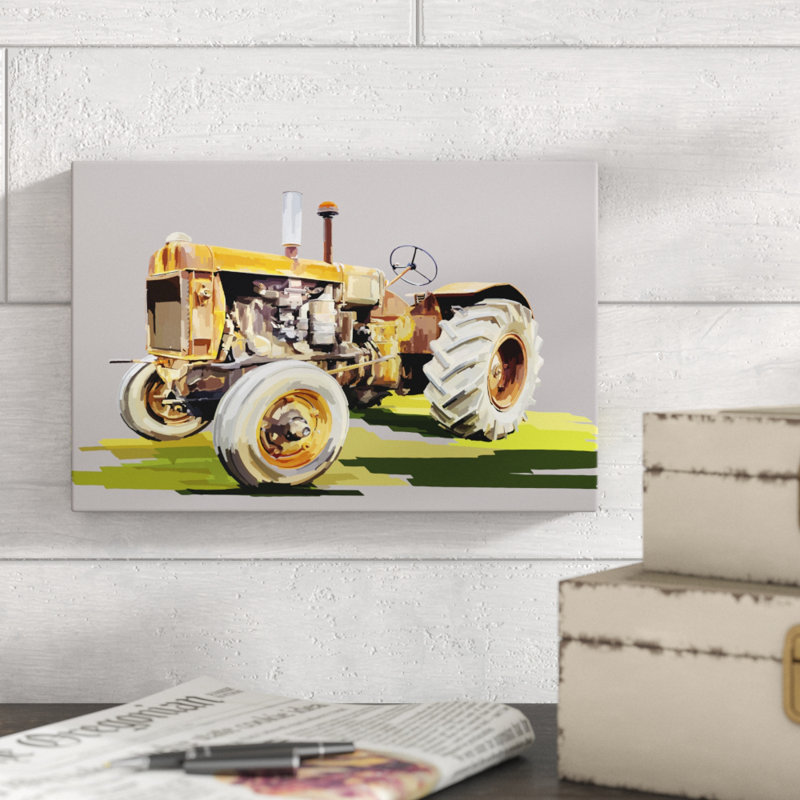 «Vintage Tractor IV», peinture sur toile, H 8 po x l 12 po