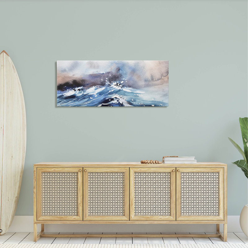 «Marine Waves Ocean Weather» par Lil 'Rue, H 20 po x l 48 po x P 1,5 po
