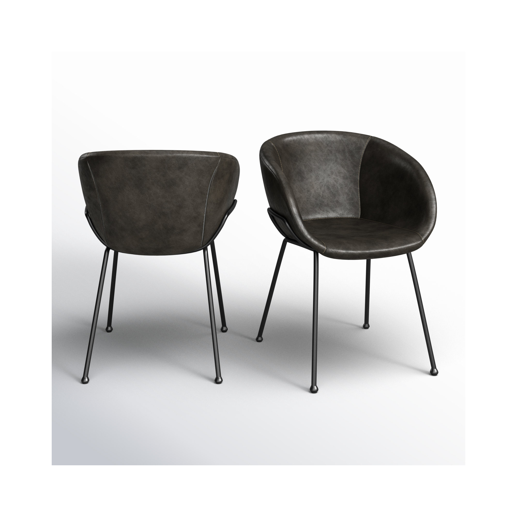 Ardea Upholstered Arm Chair, Dark Gray, Matte Black