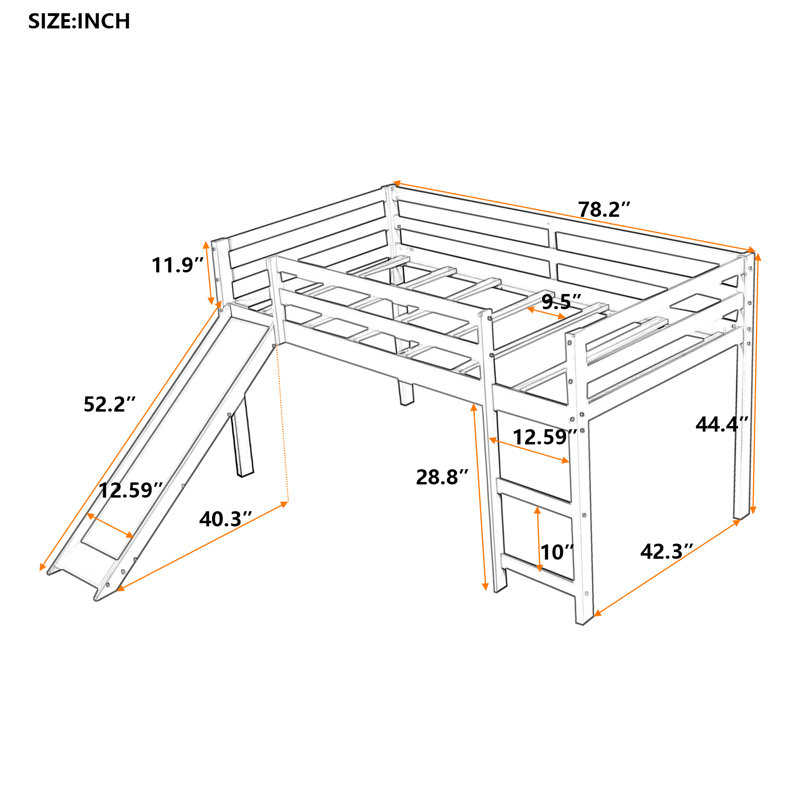 Allain Twin Solid Wood Loft Bed by Harper&Bright Designs