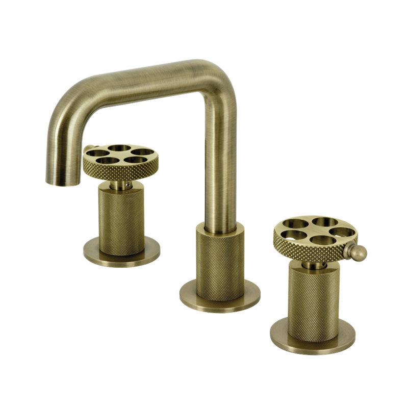 Robinet de salle de bain à large entraxe avec bonde Webb, Laiton antique