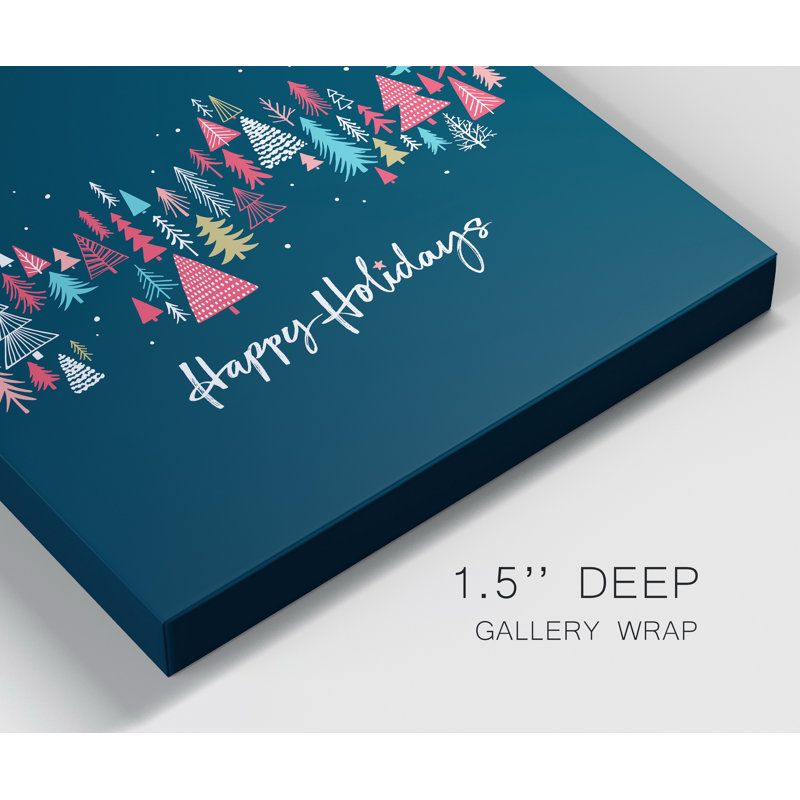 « Happy Holidays », reproduction d’art textuel sur toile tendue, H 32 po x l 32 po x P 1 po