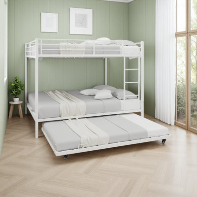 Lit superposé en fer carré durable avec rails de sécurité, allure minimaliste moderne, idéal pour une chambre d'enfant, une chambre d'amis ou un espace commun, assemblage facile et performance durable - Grand lit: 153 cm * 203 cm