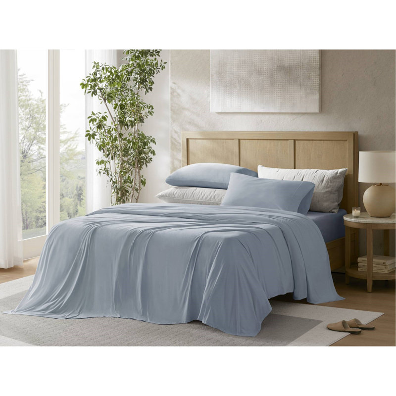 Ensemble de draps en jersey extensible 4 pièces, bleu