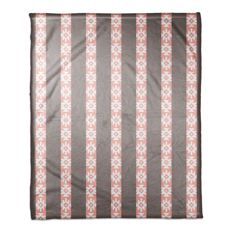Hand Woven Throw Blanket, Pink/Gray