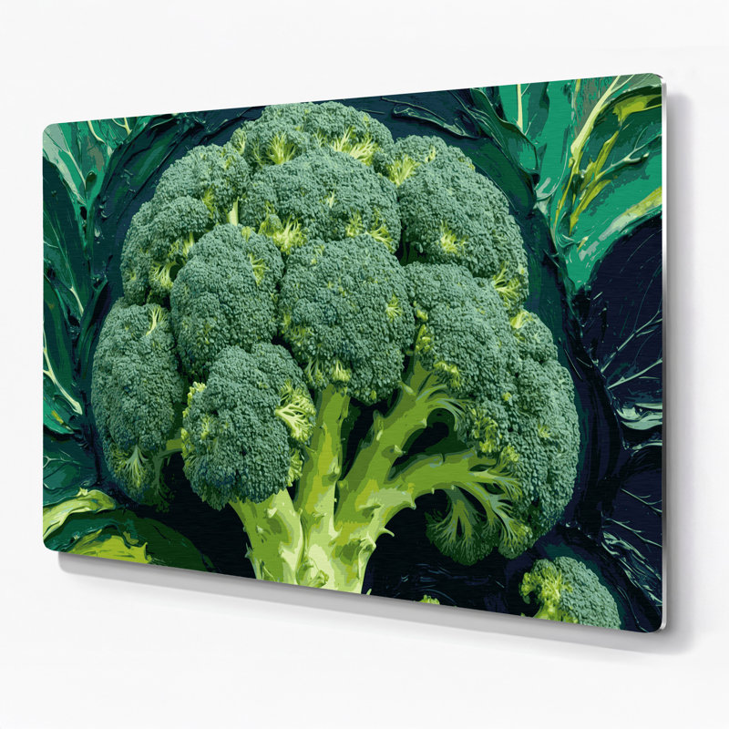 Art mural en métal vert légumes broccoli, H 24 po x l 36 po