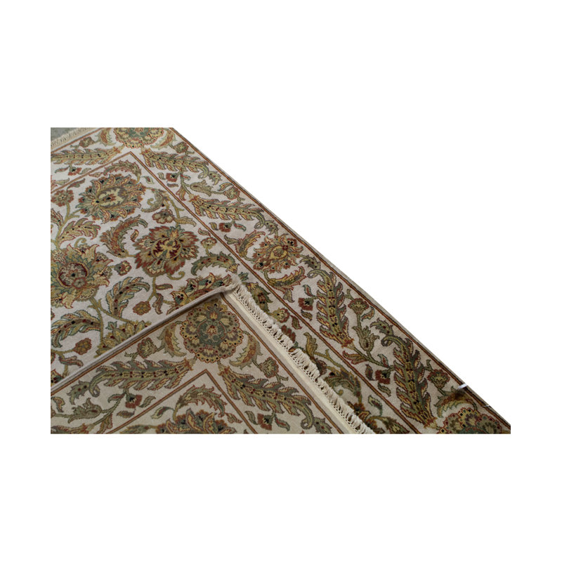 Tapis ivoire et brun de haute qualité noué à la main Trinity