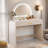Lederman Makeup Vanity Table with Touch Screen Lighted Mirror, Dressing Table with A Drawer and Curved Edges