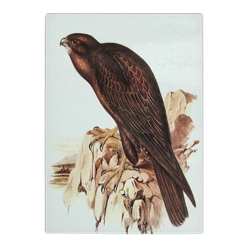 Tempered Glass Black Falcon by Elizabeth Gould Chopping Board, 28.5cm W x 20cm L