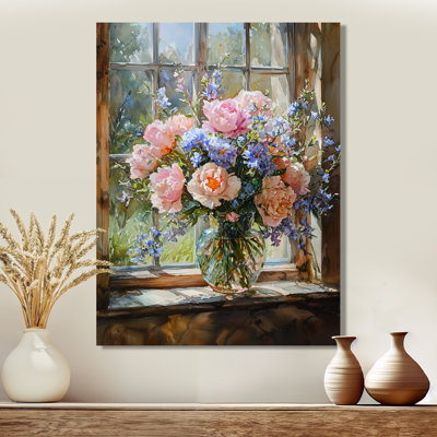«Pastel Summer Bouquet Flowers At The Barn II», impression de bouquets assortis sur métal