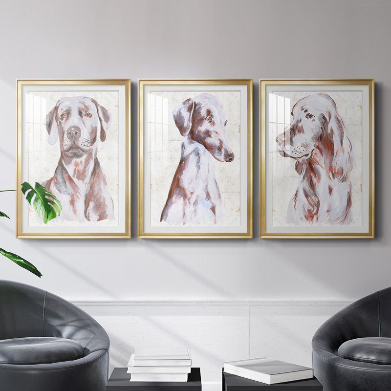 «Sitting Dog I», reproduction encadrée de qualité supérieure - prête à être accrochée, H 24,5 po x l 37 po x P 2,5 po
