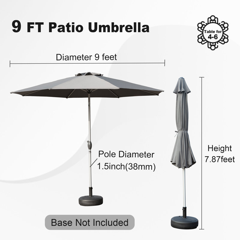 Parasol de marché 105,51 po Jizelle, Gris