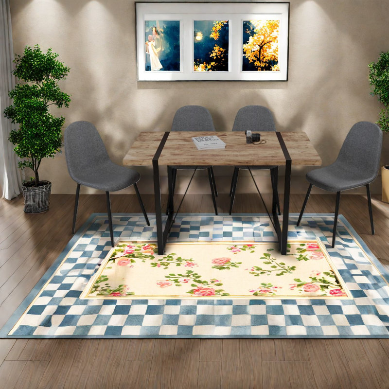 Ensemble de table de salle à manger moderne en bois MDF industriel avec 4 chaises pour la maison