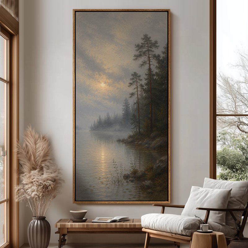 Art mural très grand avec forêt de pin brumeux, 60" H x 30" W, Natural