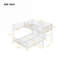 Lit plateforme simple en L compact sur lit double, structure en métal blanc pur pour les chambres à coucher
