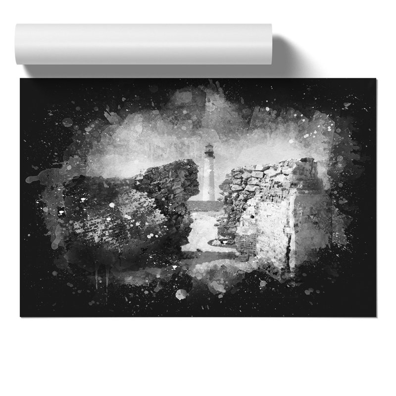 View of a Lighthouse Paint Splash - Frameless Print, 42cm H x 59cm W x 0.1cm D
