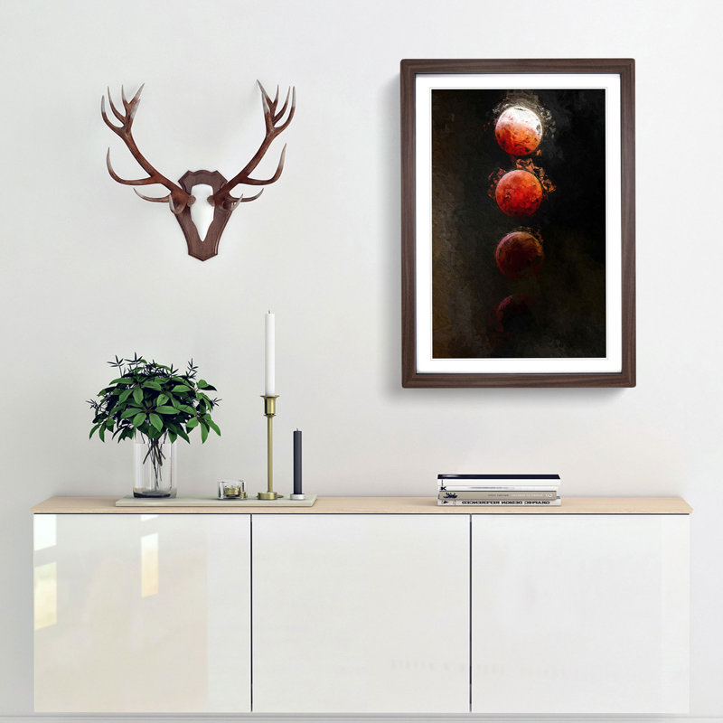 Lunar Eclipse in Abstract - Picture Frame Graphic Art Print, 50cm H x 35cm W x 2cm D, Walnut
