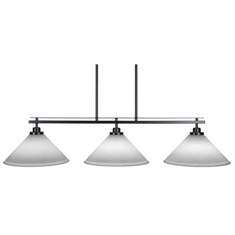 Luminaire pour îlot de cuisine 3 lumières Odyssey, Blanc, Noir mat, H 9 po x l 44,5 po x P 12 po