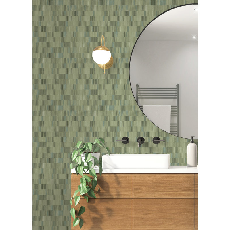 Horizontal Textured Stripe Wallpaper, Green