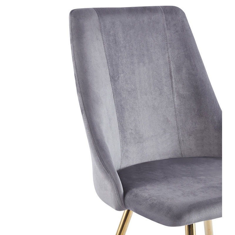 Chaise rembourrée en velours avec pieds décoratifs dorés, gris