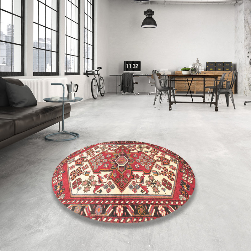 Tapis rouge à motif sud-ouest, Rond 7 pi