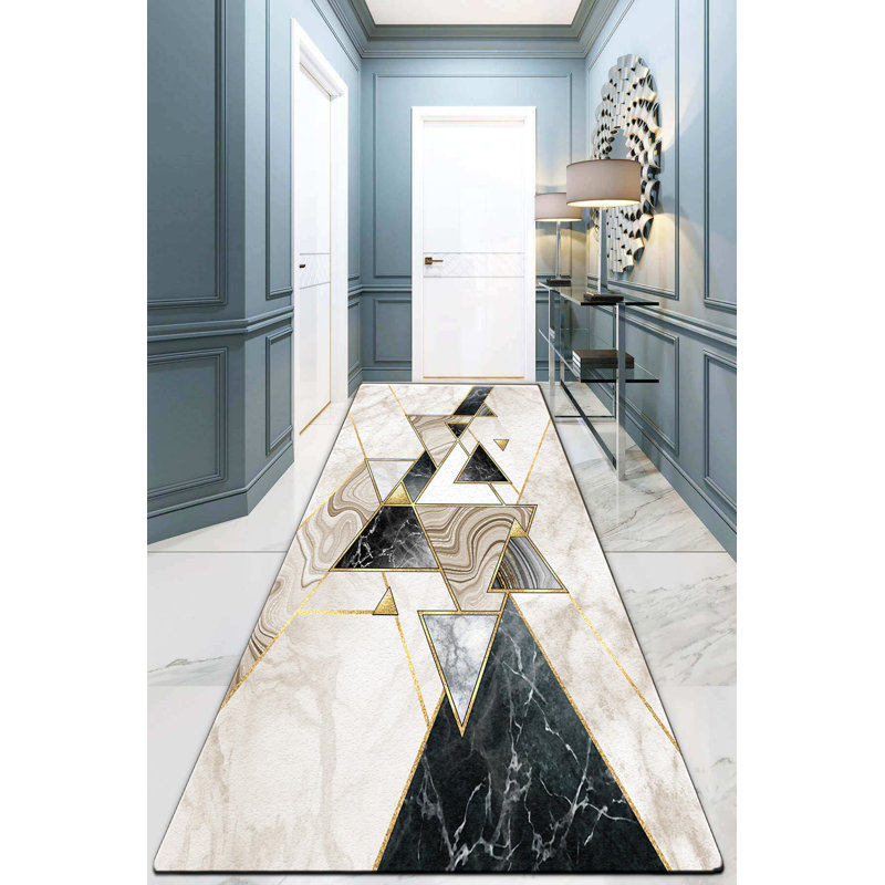 Washable Abstract Indoor Rug, Runner 2'7" x 6'7"