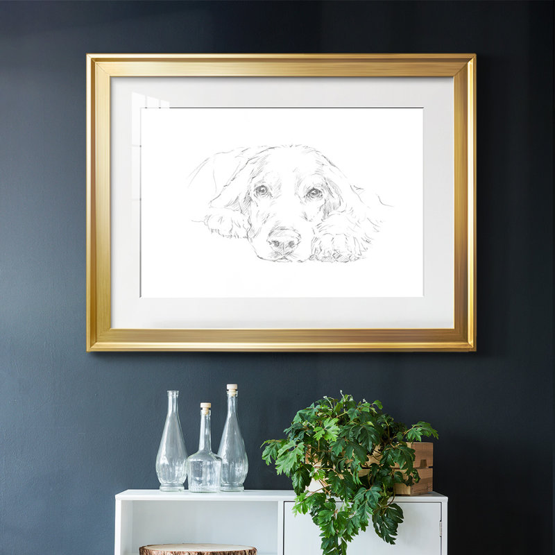 Lazy Dog II, reproduction d'art encadrée, Or, H 27 po x l 39 po x P 1,5 po