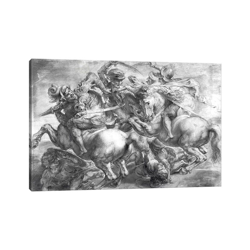 The Battle Of Anghiari (After Leonardo Da Vinci) by Peter Paul Rubens - Wrapped Canvas Print