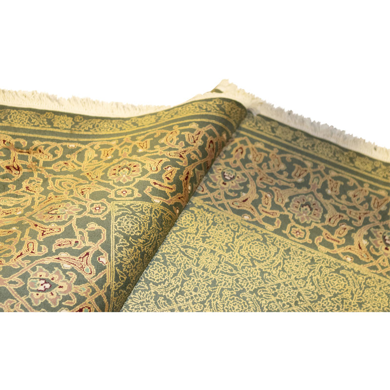 Hand Knotted Wool Area Rug in Green