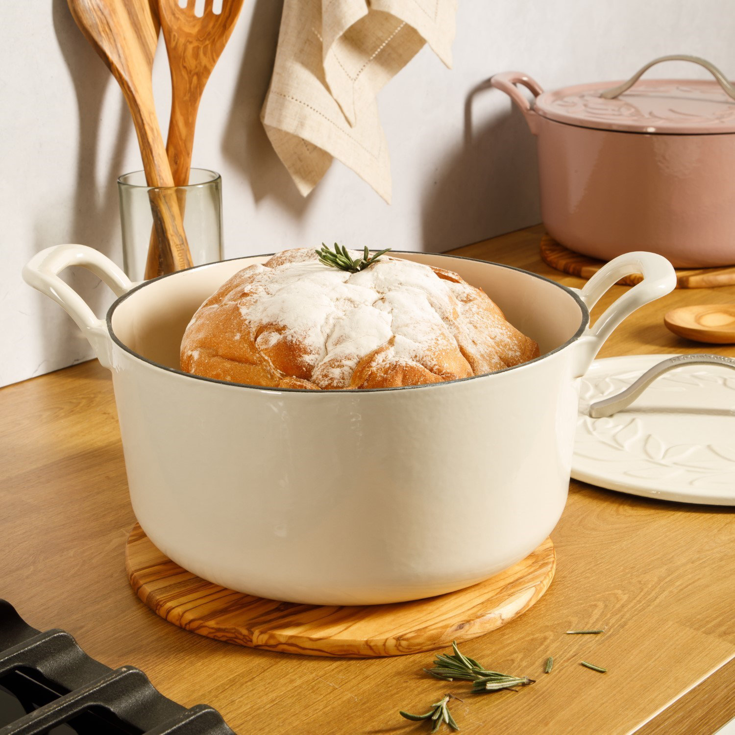 Enameled Cast Iron Dutch Oven, White