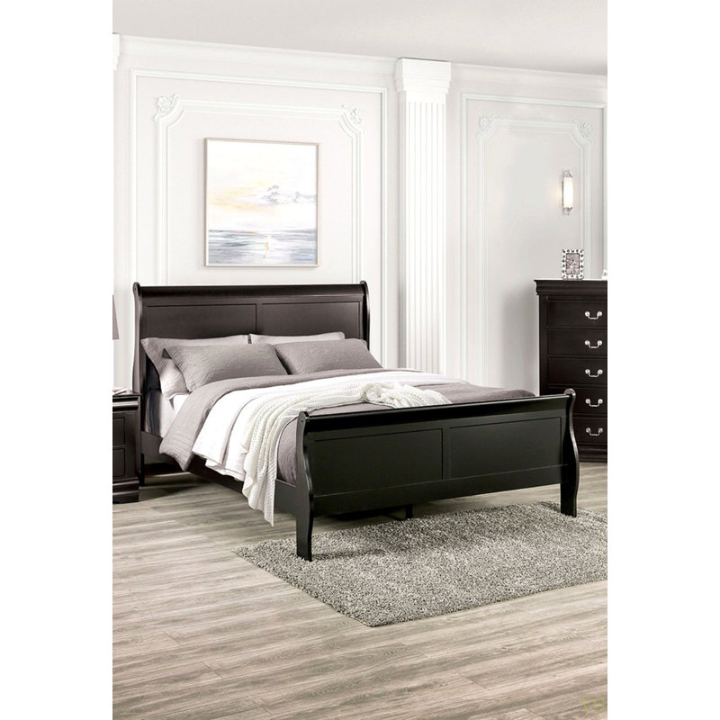 Pieds de lit pour lit simple de style Louis Phillipe, Noir, Grand lit