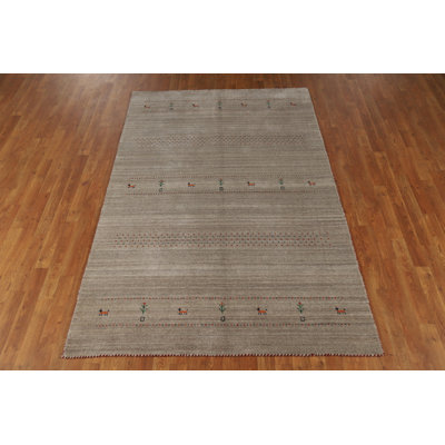 Handmade Wool Gabbeh Style Indian Area Rug 5x8