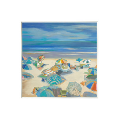 "Stupell Industries Beach Umbrellas on Shore", art mural par Liz Jardine