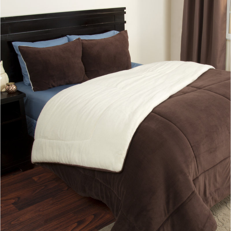  Ensemble de literie Sherpa - Ensemble de couvre-lit en polaire avec taies décoratives - Literie chaude et confortable