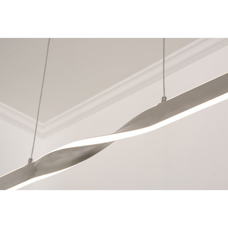 Luminaire suspendu linéaire à 2 lumières pour îlot de cuisine Adalayna, Nickel satiné