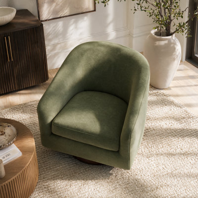 Fauteuil pivotant en velours capitonné, confortable, style tonneau, pour salon (lot de 2)